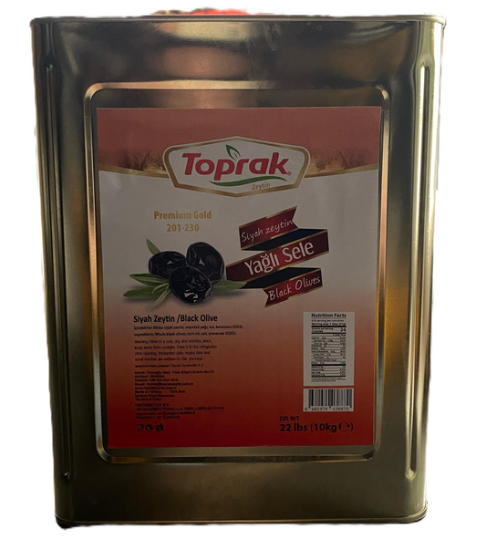 Toprak_Black Olives Brine Cured Oil Soaked_Tin_201/230_352.7 OZ (10KG) x 1pcs - TPR09