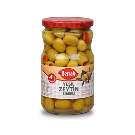 BERRAK Peppery Green Olives 720 ml Glass - 1cs/12pcs