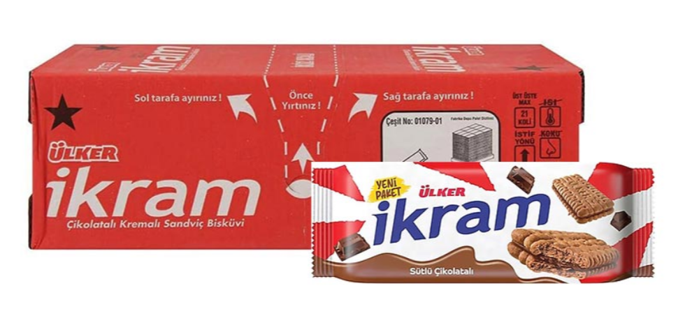 Ulker Ikram Chocolate Cream Biscuits 2.96‚Äö√Ñ√òoz (84‚Äö√Ñ√òg ) x 24 pcs