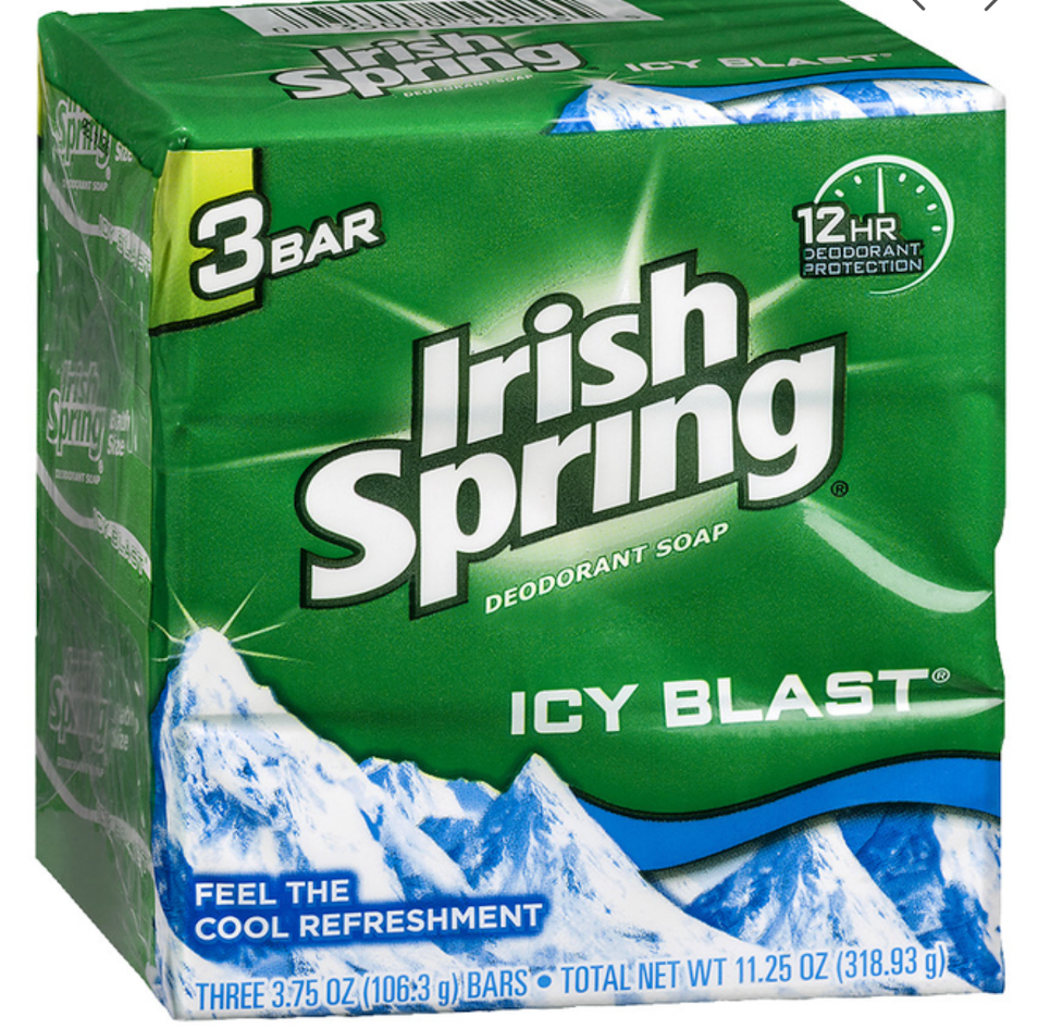 IRISH SPRING BAR SOAP ICY BLAST 3.75oz/3/18 - IR3PKIB