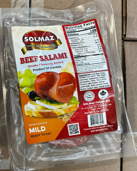 Solmaz Sliced Beef Salami Mild 8 oz x 10 pcs (Halal )