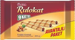ULKER Rulokat Hazelnut Wafer Rolls 204g 1cs/10pcs