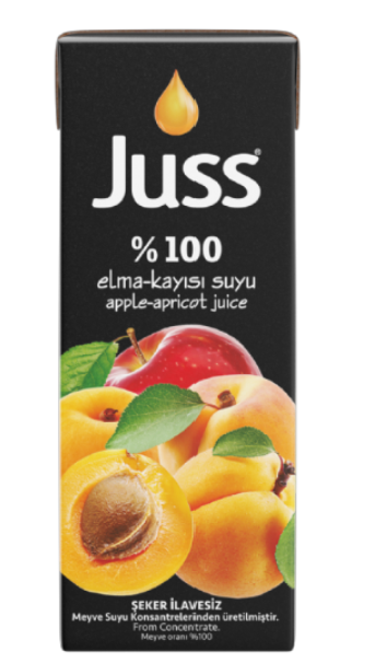 JUSS %100 APRICOT/APPLE JUICE 6.76 OZ (200ML) X 27PCS (TETRA PACK) - JUS09
