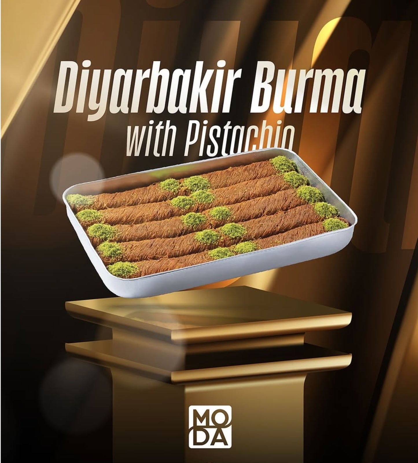 Moda Kataifi, Diyarbakir Burma with Pistachio, 20pcs, 5.5lbs (2500g) x 5pack  - 680627