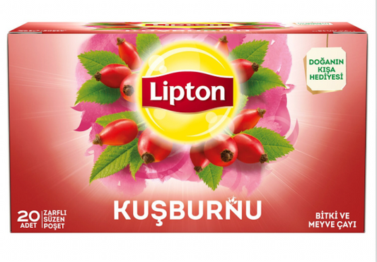 LIPTON Rosehip Tea Bag / Kusburnu Cayi 50g - 20pc X 12