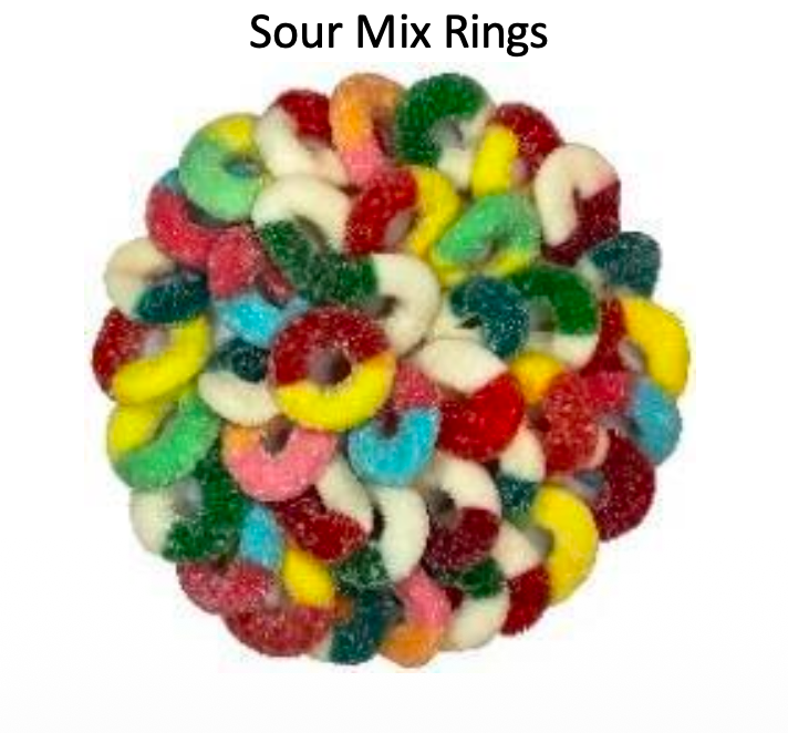 YAY FUN Bulk Gummy Sour Mix Rings  5lbs. X 4Pcs