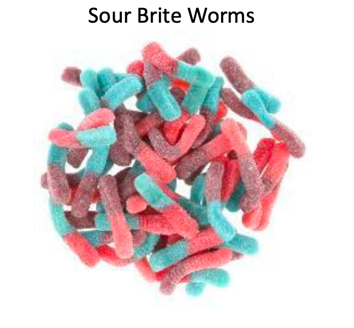 YAY FUN Bulk Gummy Sour Brite Worms  5lbs. X 4Pcs