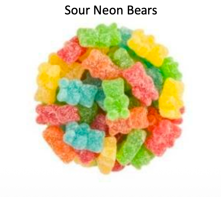 YAY FUN Bulk Gummy Sour Neon Bears  5lbs. X 4Pcs