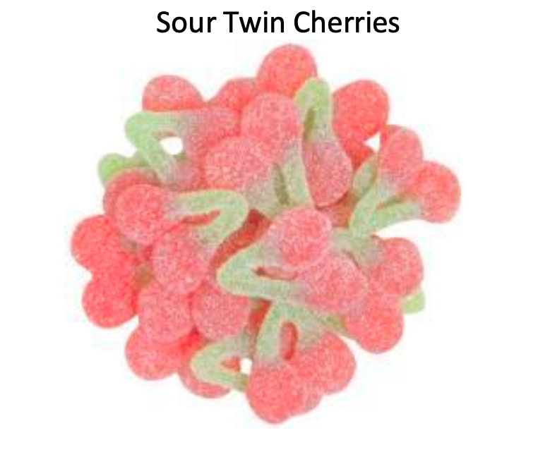 YAY FUN Bulk Gummy Sour Twin Cherries  5lbs. X 4Pcs