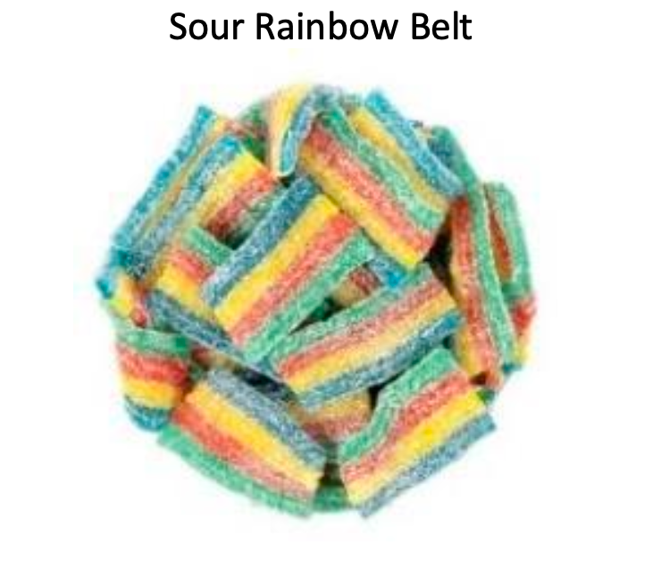 YAY FUN Bulk Gummy Sour Rainbow Belt 5lbs. X 4Pcs
