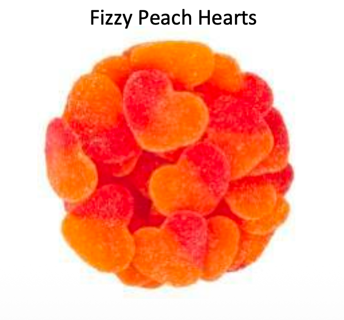YAY FUN Bulk Gummy Fizzy Peach Hearts 5lbs. X 4Pcs