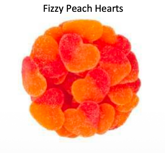 YAY FUN Bulk Gummy Fizzy Peach Hearts 5lbs. X 4Pcs