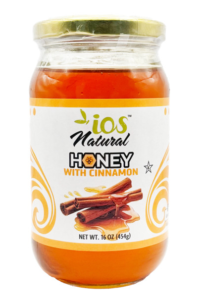 IOS Natural Honey with Cinnamon 16 oz X 12