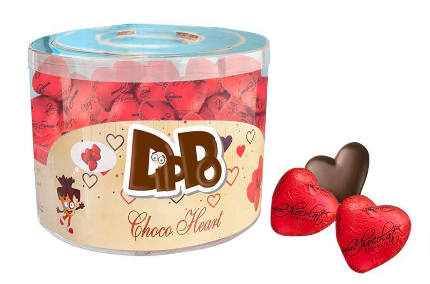 Dippo Heart Shape Chocolate  5g 100 Pieces x 12 Pcs. - DPP-009