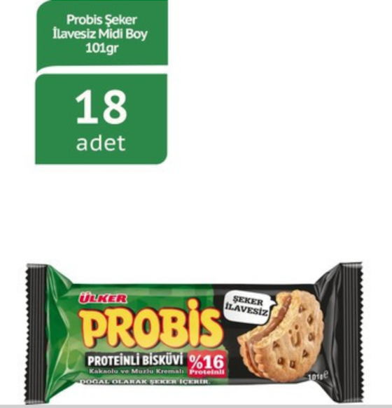 Probis Seker Ilavesiz (SugarFree) Atistirmalik 101gr*18 Pcs