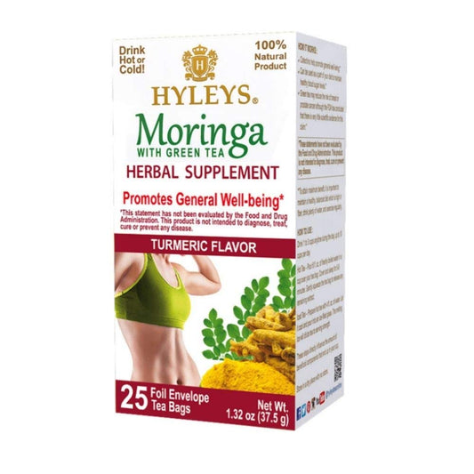 HYLEYS WELLNESS TEA MORINGA OLEIFERA & TURMERIC 1.32oz X 25pc X 12/CS - HY46