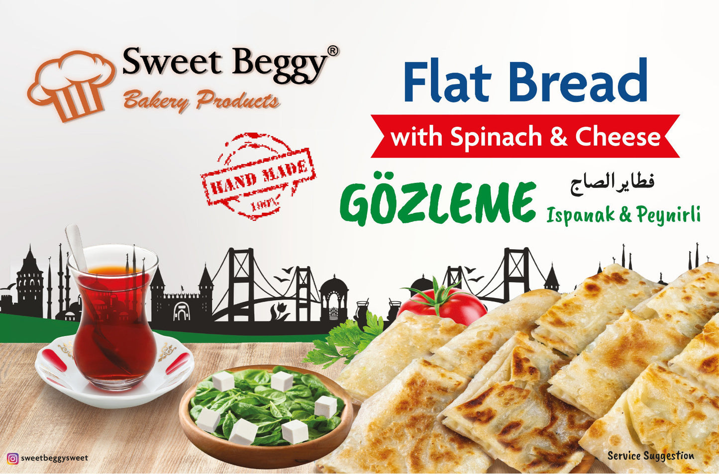 SB03 Sweet Beggy Flat Bread - Gozleme With Spinach Cheese 320g1cs/12pcs