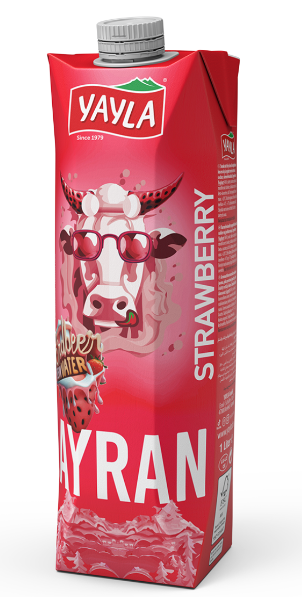 YAYLA AYRAN 33.8 FL OZ (1 LT) STRAWBERRY X 6PCS (TETRA PACK) - YAY010