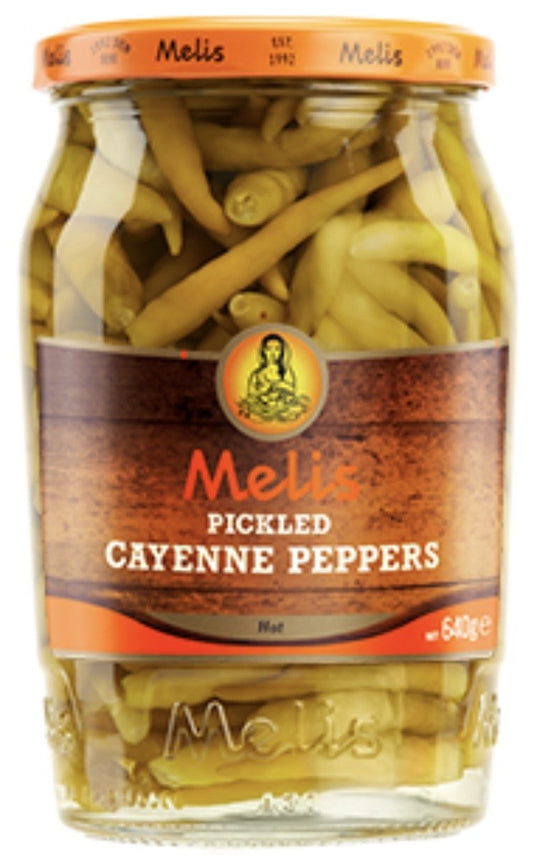 K- MELIS PICKLED HOT CAYENNE PEPPERS 720 ML ( 24.3 FL OZ) X 12 - MLS1225