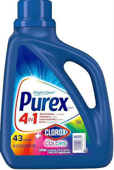 Purex Detergent W/Clorox For Color-Purex Bright Clean 43.5oz X  6 PCS - PRX01