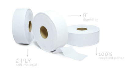 Jumbo Roll Bathroom Tissue 2 Ply 1000 ft ~ 12pack