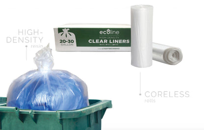 Clear Trash Can Liners - 20-30 Gallon - High Density Garbage Bags - 500pcs/case