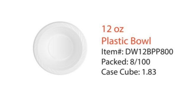 12oz Bowl, PP, Packed 100/Bag 8 bags/case
