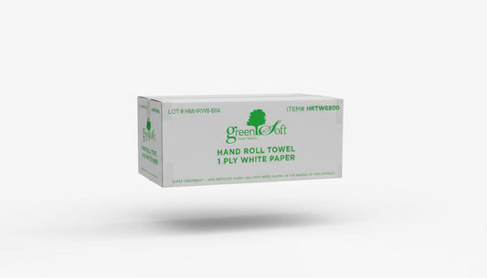 Paper Towel Roll, Hardwound, 100% Recycled Paper, White , 8"x 740 ft (Case of 6)