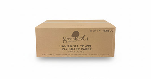 Paper Towel Roll, 1 PLY Kraft , 100% Recycled Paper, Natural , 8"x 740 ft (Case of 6)
