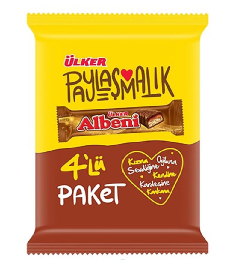 Ulker Albeni Chocolate Covered Bar Multipack 4ct x 1.41 oz ( 40g) x 12 pcs