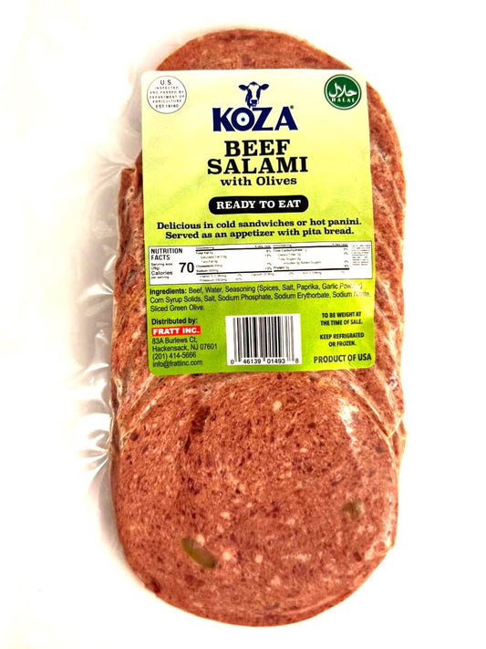 A2 KOZA Beef Salami With Olives Slice 1cs10Lb/16or17pcs