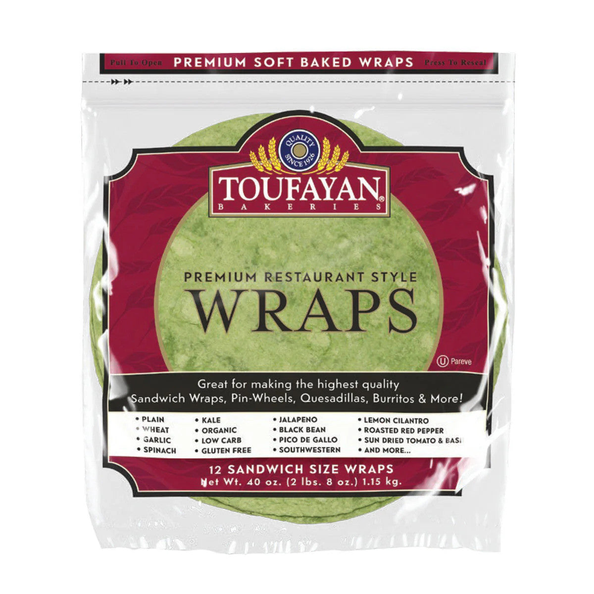 A3 TF Food Service 12" Large Wraps Spinach 1cs/6pcs