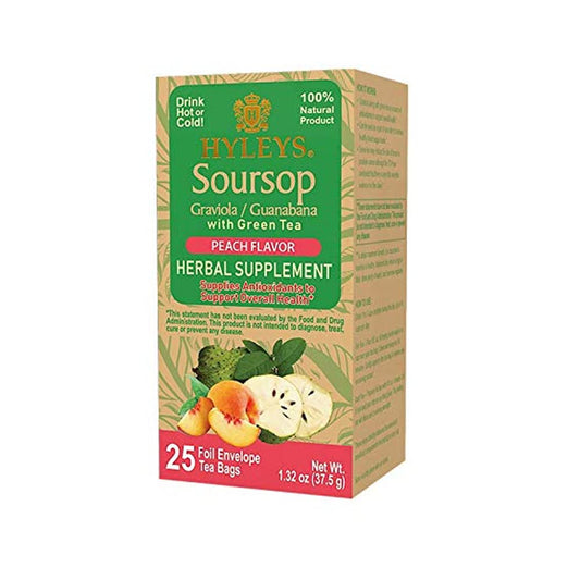 HYLEYS SOURSOP WITH GREEN TEA - PEACH 1.32oz X 25pc X 12/CS - HY98