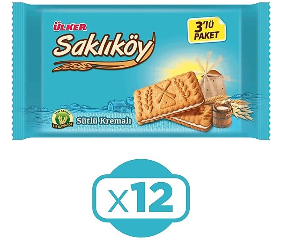 Ulker Sakl∆í¬±koy Milk Cream Biscuits 9.31 oz (264g) x 12 pcs