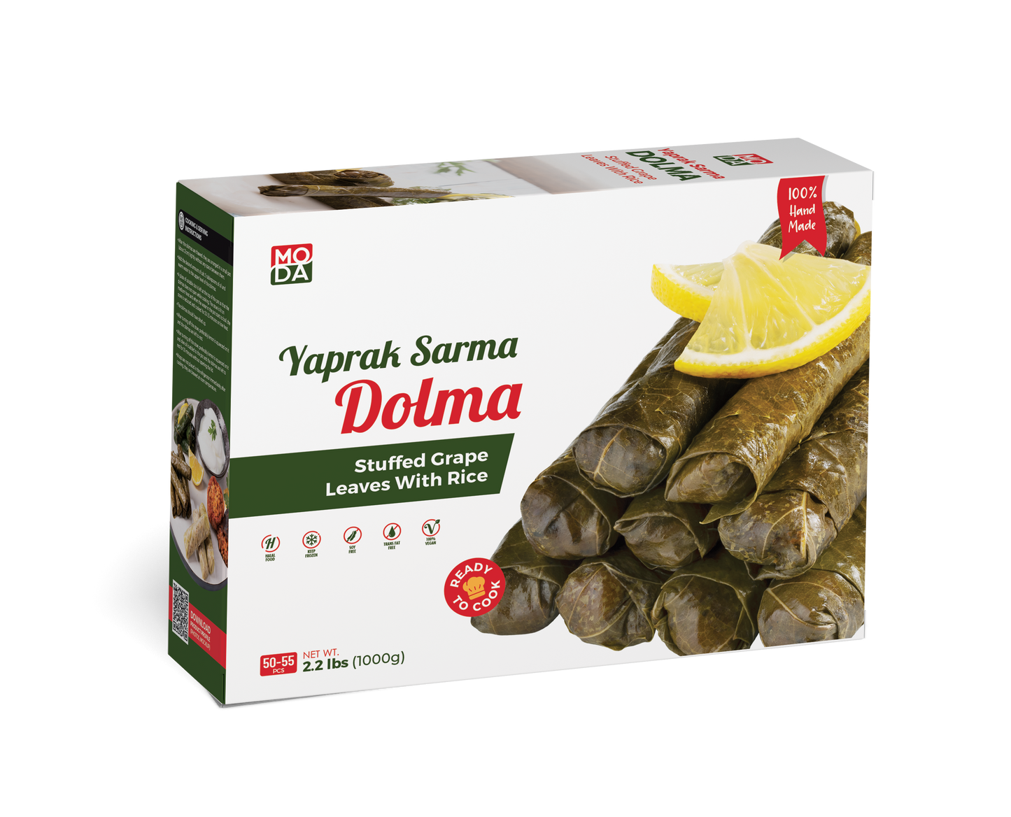 Moda Dolma, Stuffed Grape Leaves with Rice, Uncooked, 35.2oz (1000g) x 12pack - 102501