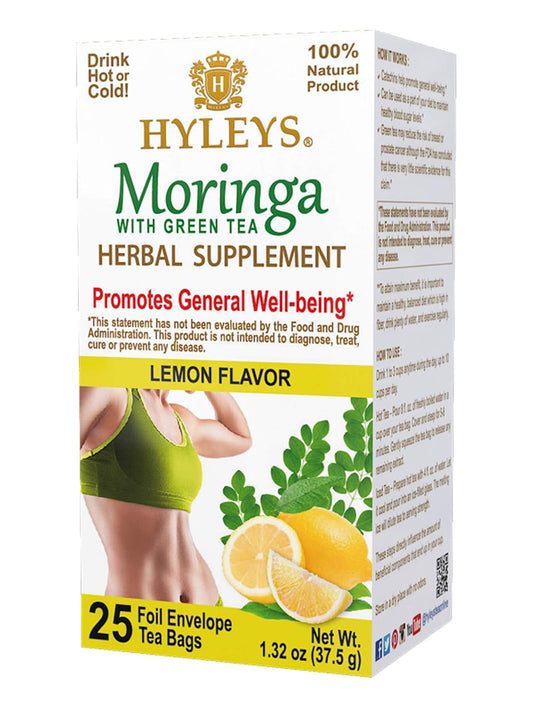 K - HYLEYS WELLNESS TEA MORINGA OLEIFERA & LEMON 1.32oz X 25pc X 12/CS - HY24