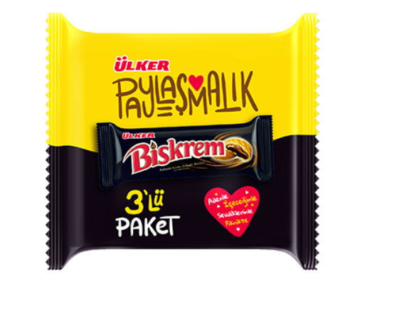 Ulker Biskrem Cookies with Cocoa Cream Fiiling 3 ct x 3.53 oz  (100g) x 8 pcs - ULK37