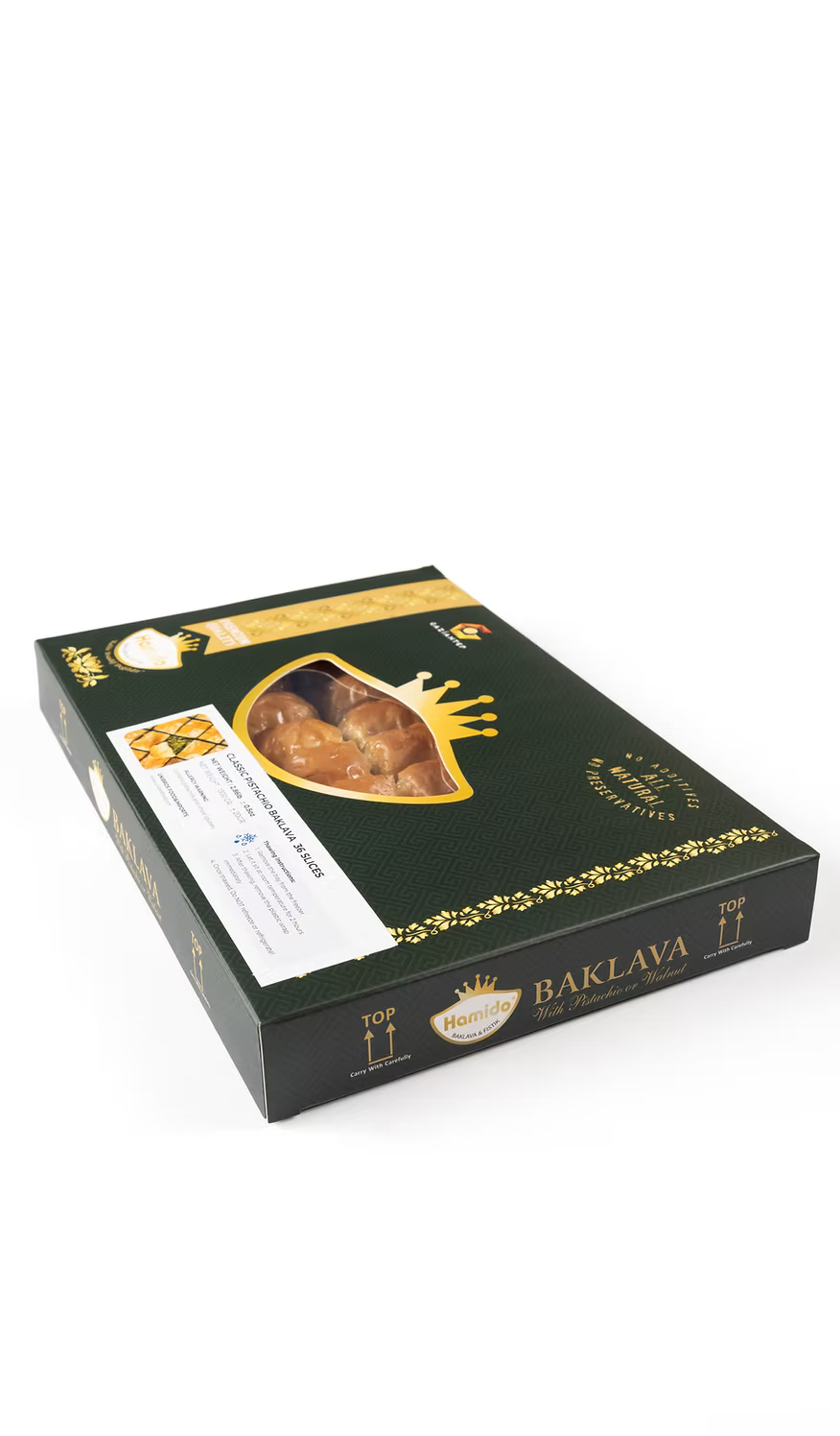 Hamido Classic Pistachio Baklava Tray 36 Slices X 6pcs