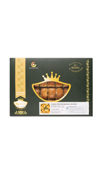 Hamido Classic Pistachio Baklava Tray 36 Slices X 6pcs