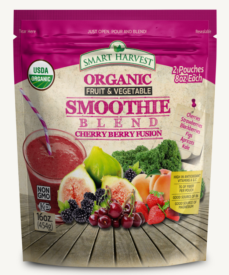 Smart Harvest Smoothie Blend Organic Cherry Berry Fusion 16oz (2 pack*8 oz) x 10pcs - SMA05