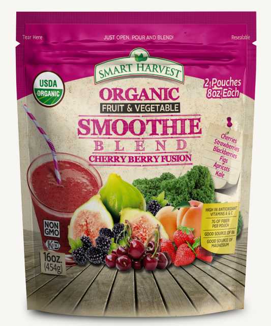 Smart Harvest Smoothie Blend Organic Cherry Berry Fusion 16oz (2 pack*8 oz) x 10pcs - SMA05