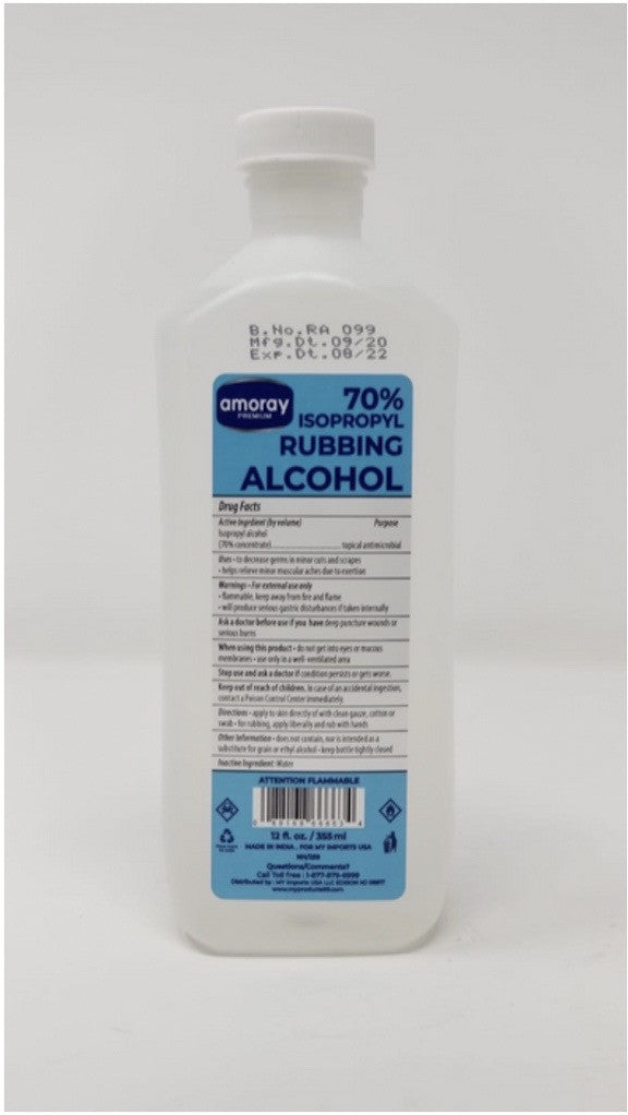 AMORAY RUBBING ALCOHOL 12 OZ x 24 || %70 - AA70