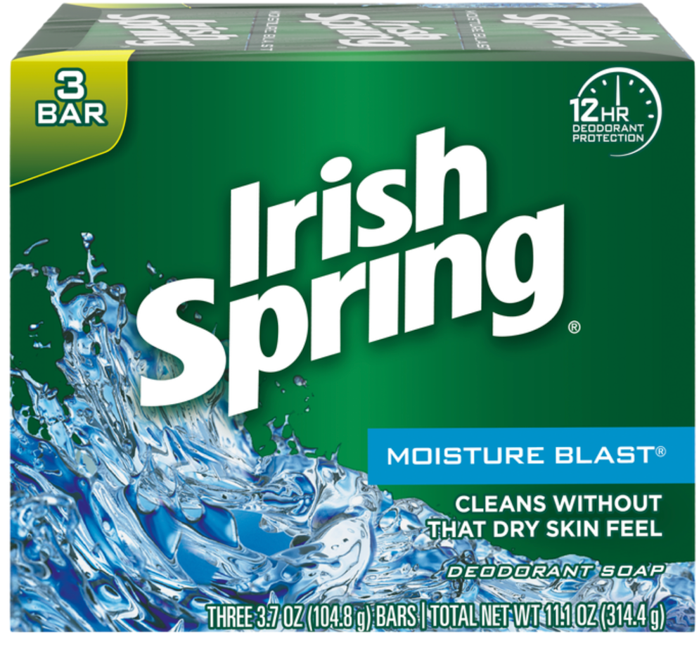 IRISH SPRING BAR SOAP MOISTURE BLAST 3.75oz/3/18 - IR3PKMB