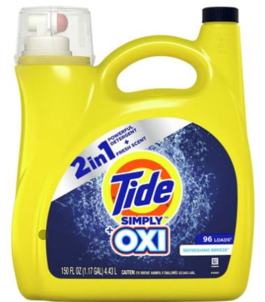 Tide Simply + Oxi Refreshing Breeze Liquid Laundry Detergent 150fl oz 4/cs - TDL15