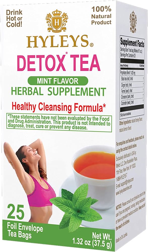 HYLEYS WELLNESS TEA DETOX & MINT 1.32oz X 25pc X 12/CS - HY39