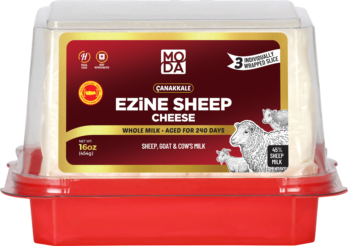 Moda Ezine Sheep Cheese, Sliced, Red Label, 16oz (454g) x 8pack - 101741