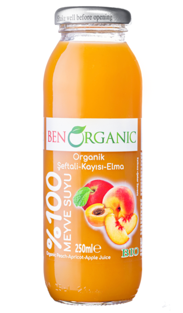 K- BEN ORGANIC PEACH APPRICOT APPLE JUICE 250 ML X 12/CS - BO202