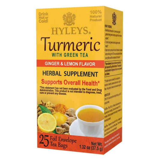 K - HYLEYS TURMERIC, GINGER, LEMON | W/GREEN TEA 1.32oz X 25pc X 12/CS - HY91