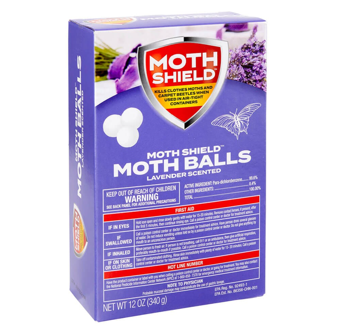 Moth Shield Lavender Moth Balls, 12 oz x 12pcs - MS01
