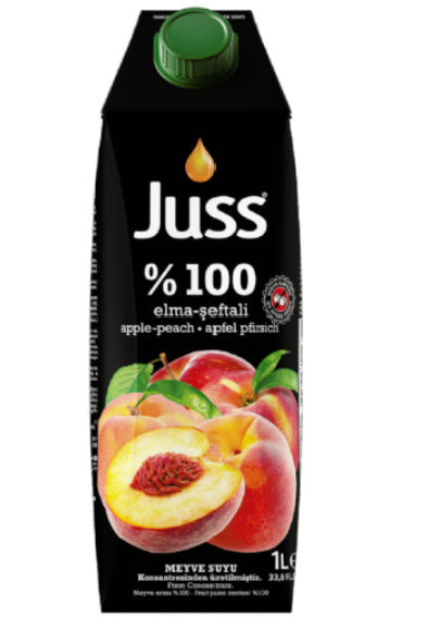 JUSS %100 PEACH/APPLE JUICE 33.8 OZ (1000ML) X 12PCS (TETRA PACK) - JUS06